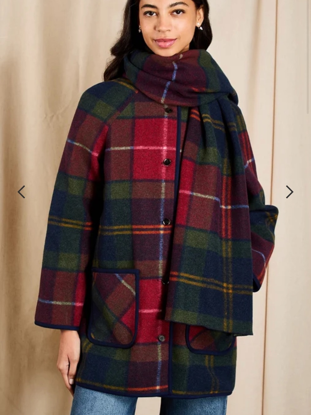 Saylor Gaelle Plaid Jacket with detachable Scarf small